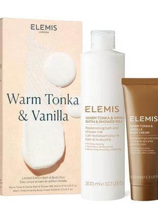 Набор для тела elemis warm tonka &amp; vanilla body duo (молочко для ванны и душа, 300 мл + крем для тела, 100 мл)1 фото