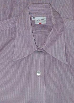 Шикарна бузкова сорочка в смужку olymp luxor, оригінал, блискавичне надсилання4 фото