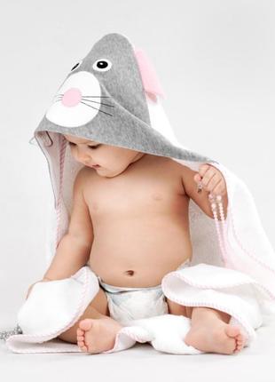 Рушник дитячий для купання "мишеня", 80*80, махра (100% бавовна)3 фото