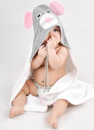 Рушник дитячий для купання "мишеня", 80*80, махра (100% бавовна)6 фото