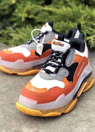 Кросівки balenciaga triple s clear sole grey/orange