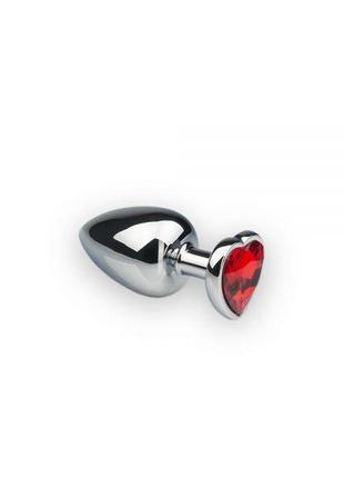 Анальний корок, silver heart ruby, s