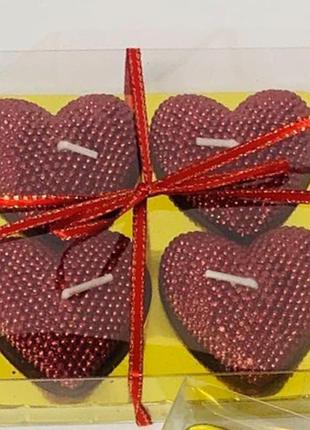 Свічки heart у наборі 4 шт. колір бордовий