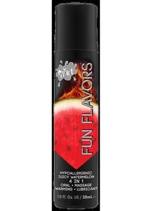 Розігрівальний їстівний лубрикант wet fun watermelon gel соков...