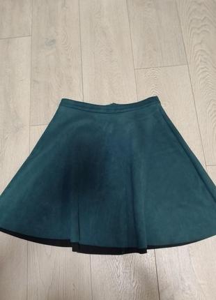 Спідниця бутилочного кольору екозамша