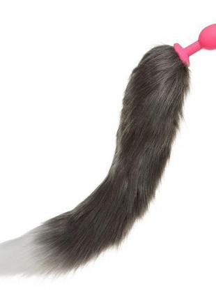 Анальна пробка silicone з хвостом єнот, raccoon tail s