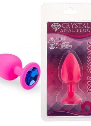 Силіконова анальна пробка з кристалом pink silicone sapphire (...