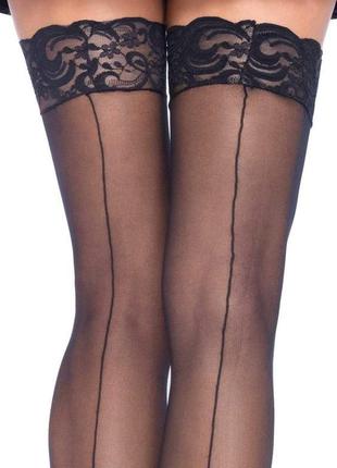 Панчохи з мереживною коронкою leg avenue one size nuna sheer t...2 фото