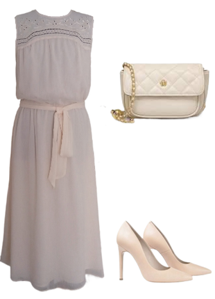 Мідіплаття з жатого шифону кремового кольору айворі з вишивкою