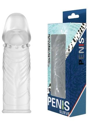 Насадка-презерватив "penis sleeve" bi-010045e cristal, довжина...