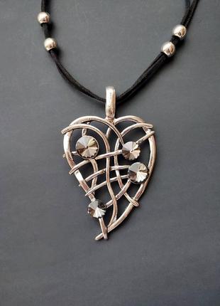 Крупный кулон сердце с кристаллами сваровски, англия2 фото