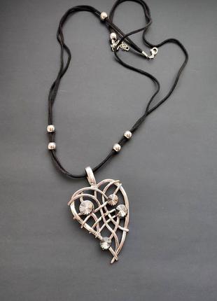 Крупный кулон сердце с кристаллами сваровски, англия6 фото