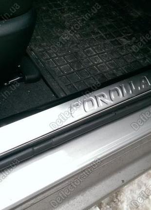 Накладки на пороги внутренние toyota corolla (2013-   ) (тойота королла), 4 шт. логотип , нерж.