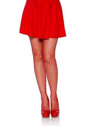 Колготи червоні в сітку leg avenue lycra fishnet pantyhose o/s