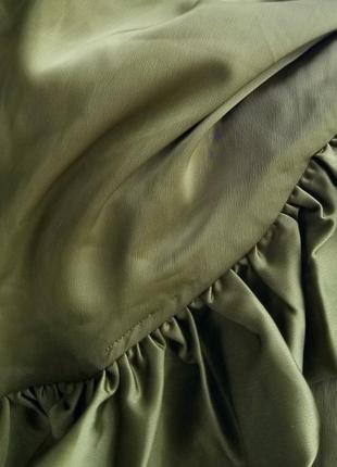 Шикарная шелковая юбка нарядная миди высокая посадка с оборками6 фото