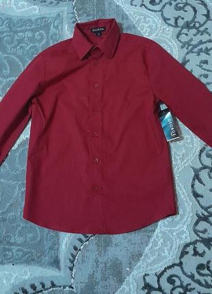 Стильная детская рубашка бордового цвета george made in vietnam с биркой, 💯 оригинал2 фото