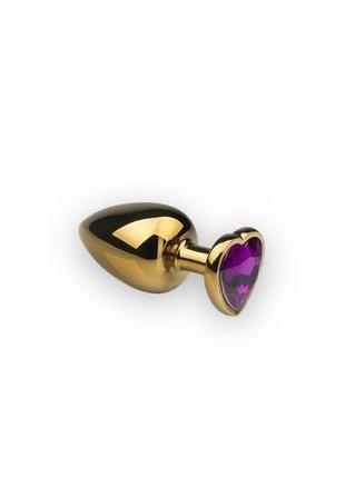 Анальний корок, gold heart amethyst, s