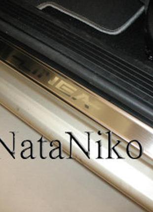 Хром накладки на пороги fiat linea (фіат лінеа) premium, неірж.