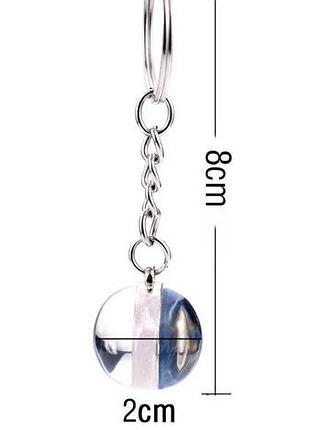 Брелок на ключи на удачу шар стекло и металл серебристый летящий жук скарабей оберег защита