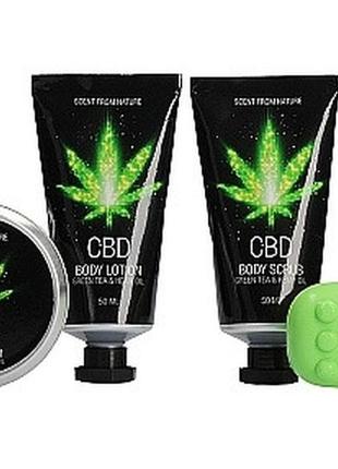 Набір після ванни і душа cbd gift set - green tea & hemp oil (...1 фото