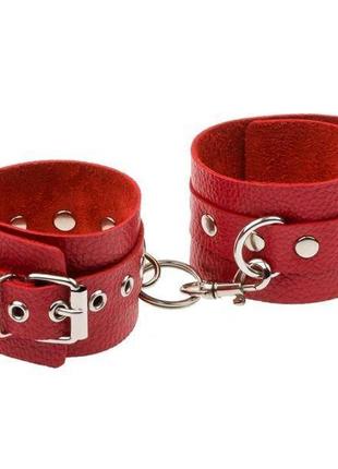 Наручники leather double fix leg cuffs, red