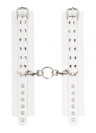 Наручники leather rastraints hand cuffs, white 2