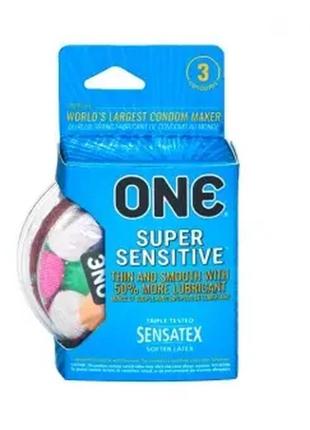 Презервативи з великою кількістю змазки one super sensitive, 3...