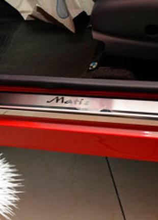 Накладки на пороги daewoo matiz (матиз), 4шт.premium