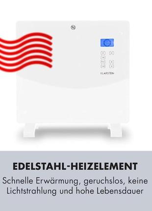Конвекторний нагрівач, конвектор klarstein norderney з термостатом і таймером 1000 вт 20 м2 білий