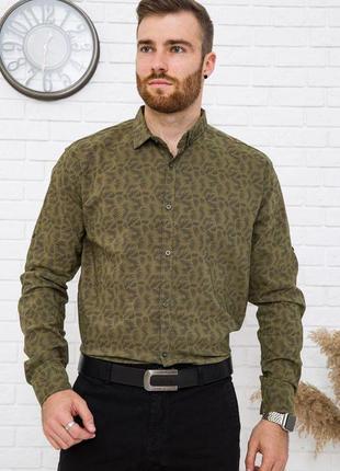 Рубашка мужская, хаки, натуральный хлопок, 511f015 цвет хаки