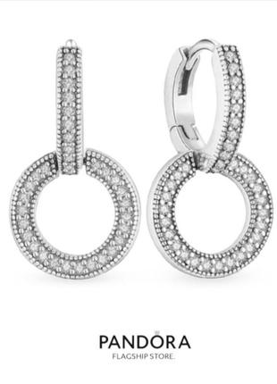 Серьги серебро проба 925silver_pandora original серьги паве