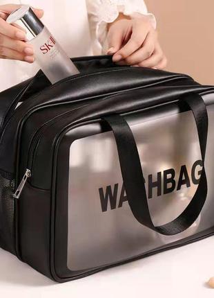 Сумка-органайзер washbag для косметики та засобів гігієни водонепроникна чорна ( код: ibh044s )4 фото