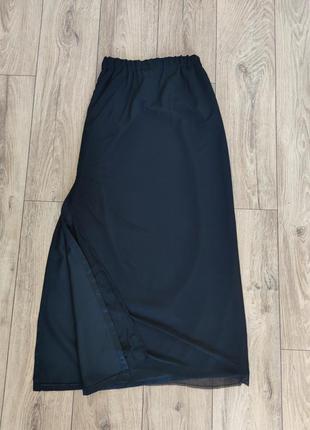 Макси/ длинная двухслойная юбка с разрезом, размер 443 фото