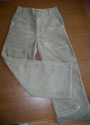 Бежевые вельветовые котоновые штаны-карго одягайко 122 рост1 фото