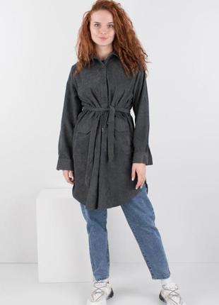 Жіноча тепла подовжена сорочка вельвет весна демісезон