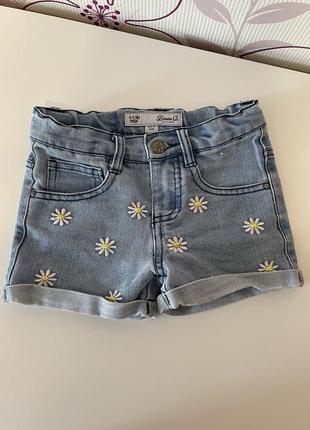 Шорты zara hm denim ромашки 4-5 лет