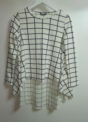 Блуза с удлиненной спинкой в клетку размера xs сток #111#