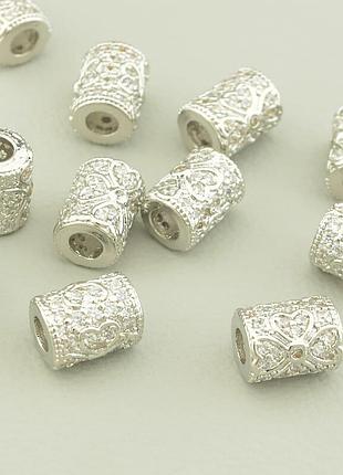 Вставка фианит 8х6мм.(родий)