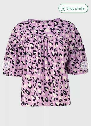 Лиловая блуза в лео принт 20/54-56 размера4 фото