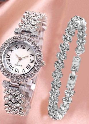 Класичний жіночий блискучий кварцовий годинник із гарним брасл...2 фото