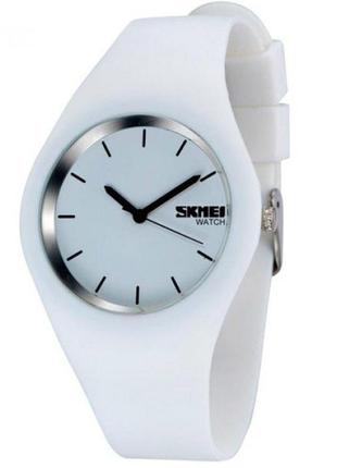 Класичний кварцовий чоловічий годинник skmei rubber white