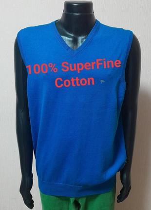 Шикарный фирменный слиповер синего цвета из 100% superfine cotton fynch - hatton