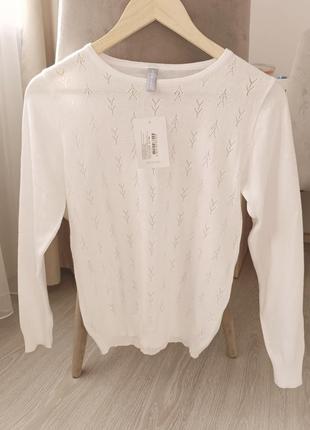 Джемпер белый легкий кофта белый свитер свитерик свитшот для девочки