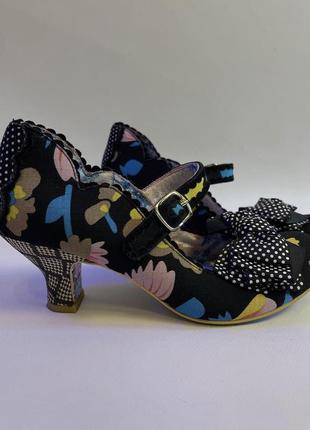 Irregular choice ексклюзивні рідкісні вінтажні красиві ретро черевики туфлі в вінтажному стилі 50-х років квітковий зміїний принт з бантиком в горох3 фото