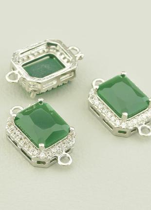 Коннектор фианит 17х10мм.(родий)