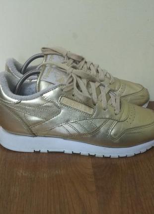 Кроссовки оригинал reebok classic leather gold осенние1 фото