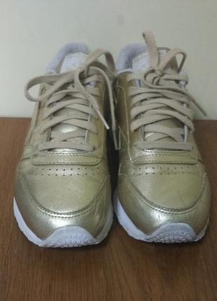 Кроссовки оригинал reebok classic leather gold осенние2 фото