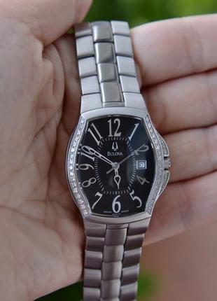 Швейцарський жіночий годинник з діамантами 38шт bulova swiss8 фото