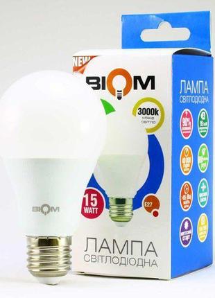 Світлодіодна лампа biom bt-515 a65 15w e27 3000к матова