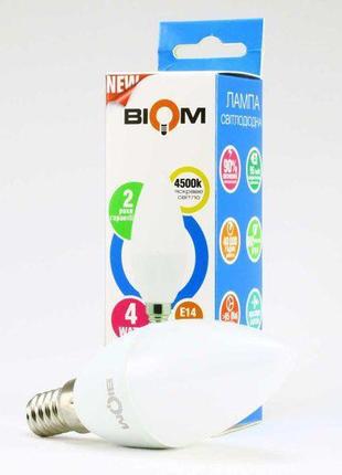 Світлодіодна лампа biom bt-550 c37 4w e14 4500к матова3 фото